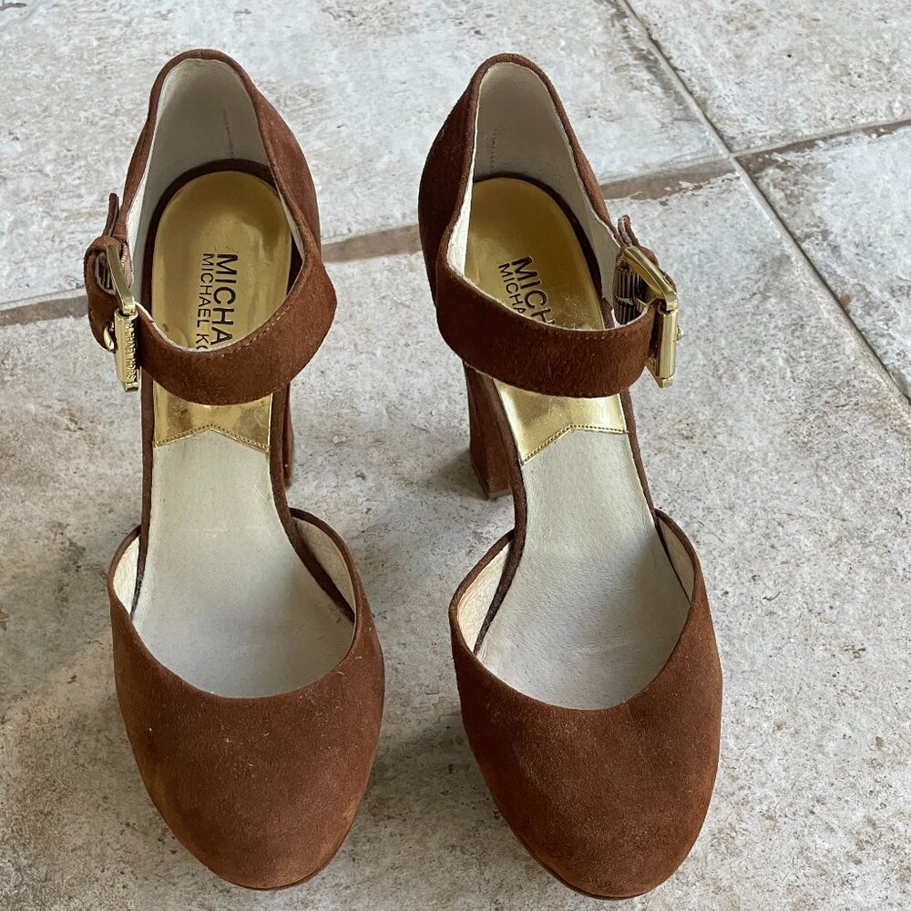 Michael Kors Cognac Suede Platforms